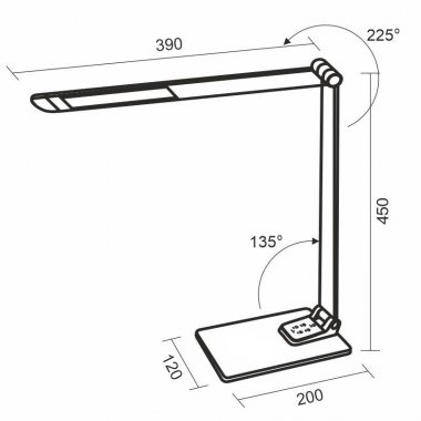 LED lampa FRIDA stmívatelná s časovačem a USB 12W - DL5302/B-1