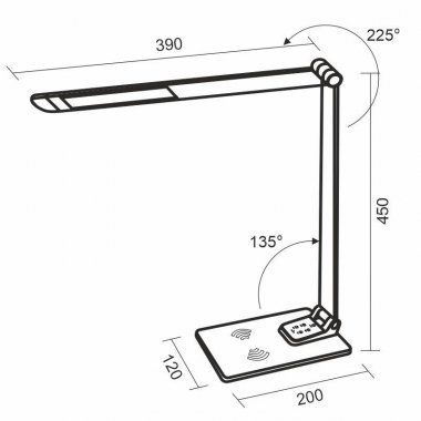 LED lampa JULIET stmívatelná s bezdrátovým nabíjením, časovačem a USB 12W - DL5303/B-1