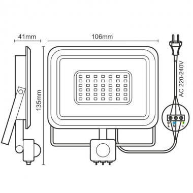 LED reflektor + PIR 10W / 4000K - LF0021S-1