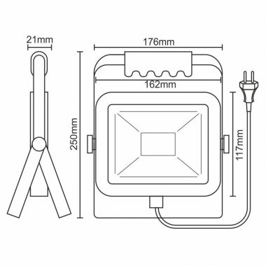 LED HQ reflektor 20W + držák / 4000K / BK / H - LF2022H-1