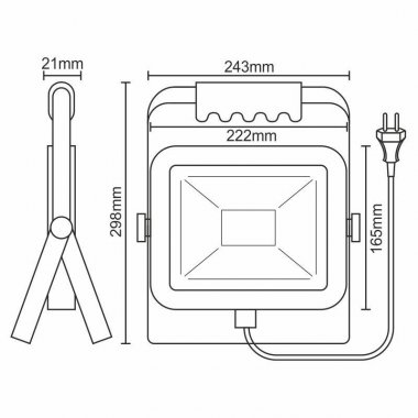 LED HQ reflektor 50W + držák / 4000K / BK / H - LF2024H-3