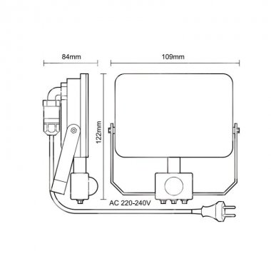 Venkovní černý LED reflektor s PIR senzorem 10W / 4000K - LF7021S-1