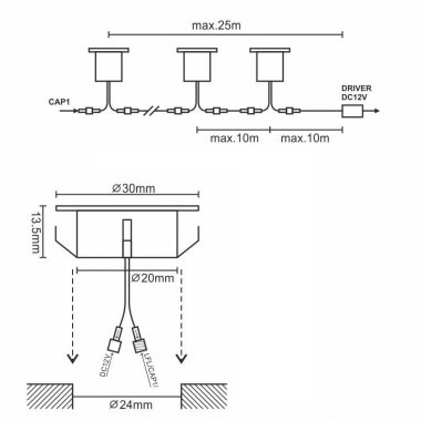 LED podlahové svítidlo 0,6W / IP67 FL102 / 2800K - LFL111-1