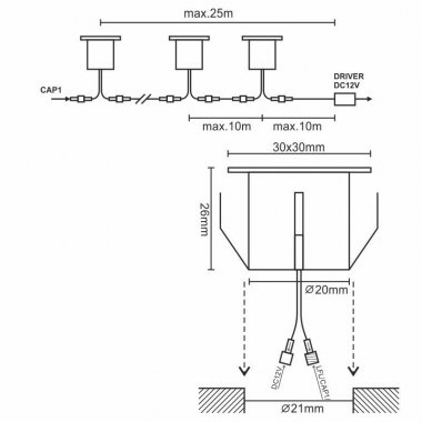 LED podlahové svítidlo 0,6W / IP67 FL113 / 2800K - LFL112S-3