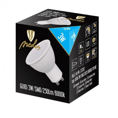 LED žárovka 3W - GU10 / SMD / 6500K - ZLS102-1