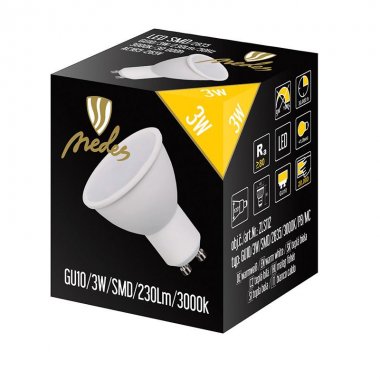 LED žárovka 3W - GU10 / SMD / 3000K - ZLS112-1