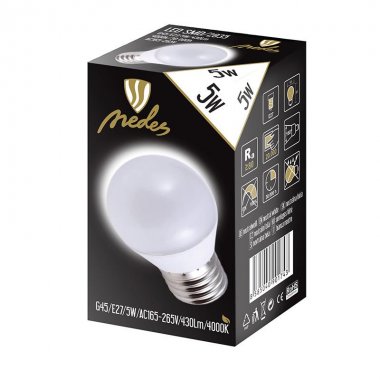 LED žárovka 5W - G45 / E27 / SMD / 4000K - ZLS827-3