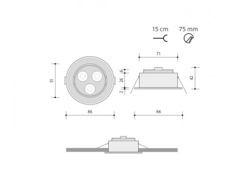 VÝKLOPNÝ PODHLED KULATÝ 3LED, stříbrná (aluminium)  3 LED - studená bílá-2