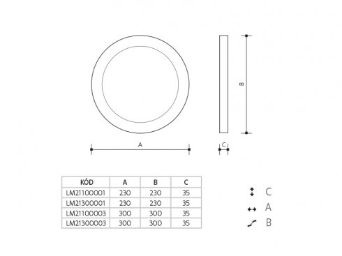 LEDMED LED DOWNLIGHT MOUNTED přisazené kulaté LED svítidlo  kulatý, 18W 3000K - teplá bílá-1