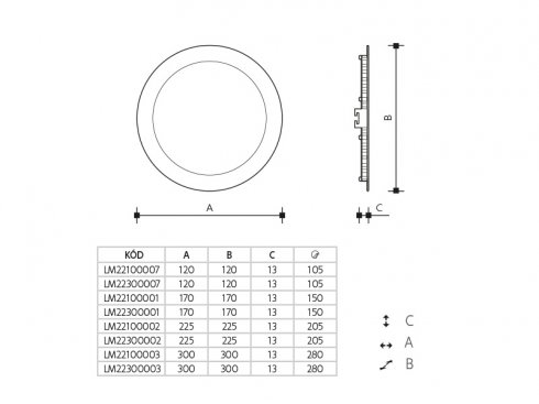 LEDMED LED DOWNLIGHT THIN vestavné kulaté LED svítidlo  kulatý, 12W 3000K - teplá bílá-1