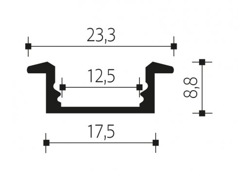 PANLUX ALU PROFIL 2.0 <10mm vestavný černý  délka 2m-1