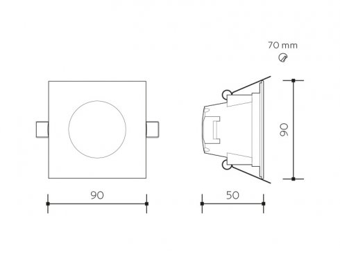 Pevný LED podhled SPOTLIGHT IP65 SQUARE bodovka, bílá - teplá-3