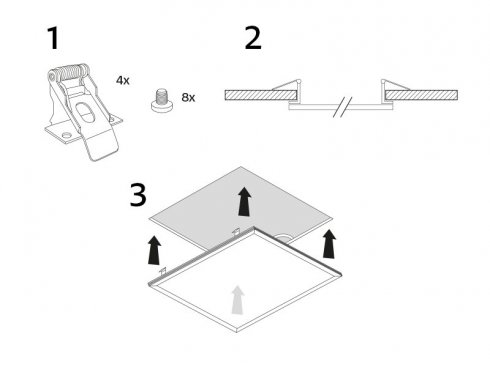 SADA KLIPŮ pro vestavnou montáž svítidel LED PANEL-1