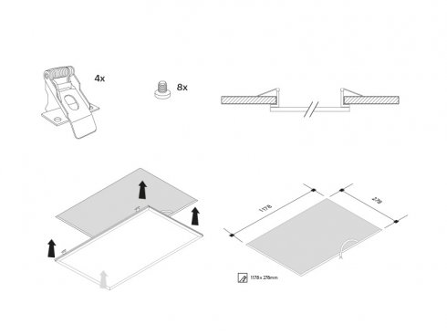 SADA KLIPŮ pro vestavnou montáž svítidel LED PANEL-2