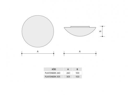 PLAFONIERA 260 S SWITCH LED 3000K+EM3h-3